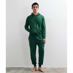 Ensemble de survêtement décontracté 2 pièces en coton vert pour homme avec sweat à capuche zippé – Collection 2026 – Idéal pour la vente en gros - Product Image 3