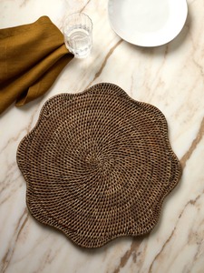 Handmade <b>Round</b> Rattan Flower Shape <b>Placemat</b> Bohemian Table Mat Natural Woven Decor Scallop <b>Placemats</b> Made in Vietnam - Product Image 4
