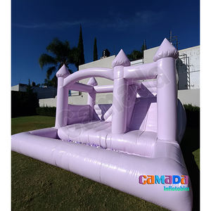 Maison de rebond rose pastel de luxe moderne populaire fête intérieure extérieure commerciale château sautant blanc pour les enfants - Product Image 3