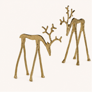 Elegant Handmade Metal Deer Sculptures For Christmas Decor Sleek <b>Gold</b> Textured Reindeer <b>Statues</b> For Luxury Living Room & Office - Product Image 1