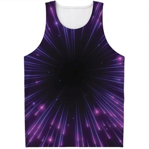 Débardeur pour homme grande taille à imprimé géométrique, col rond, sans manches, décontracté, en polyester tricoté - Product Image 3