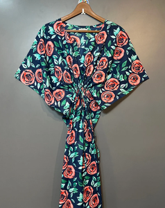 Vestido Kaftan Casual de Verano sin Mangas con Estampado Floral Tropical Digital, de Algodón, para Mujer, Islas del Pacífico Asiático - Product Image 5