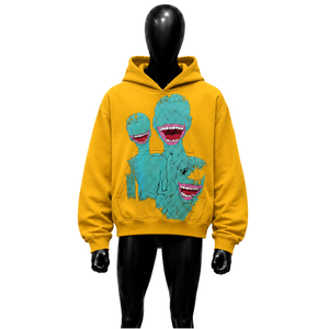 เสื้อฮู้ดดี้โอเวอร์ไซส์สีเหลืองพิมพ์ลายกราฟิกพรีเมียมสำหรับผู้ชาย ทรงลำลอง แขนปกติ ผ้าฝ้ายถัก ใส่สบายในฤดูใบไม้ร่วง ทรงหลวม GRA - Product Image 1