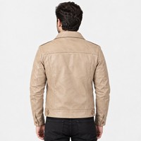 Blouson Bomber en Cuir Véritable pour Homme, Col Montant, Fermeture Éclair, Positionnement du Logo Personnalisé, Respirant, Veste Décontractée d'Hiver - Service OEM