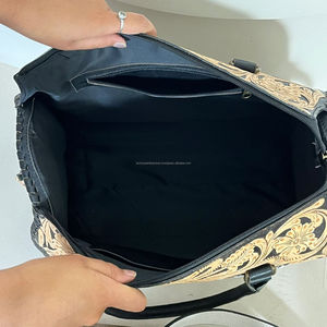 Handmade Cow <b>Leather</b> Large Speedy Duffel Bag with Turquoise Stone Concho Western Design Custom Travel Handbag for Women's - Product Image 6