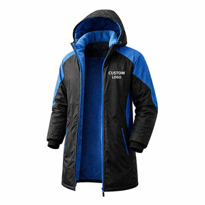 Custom Logo Black Blue Swim Parka <b>Jacket</b> <b>Waterproof</b> Windproof <b>Winter</b> Long Coat with Fleece Lining Hooded Swimming Team Outerwear - Product Image 2