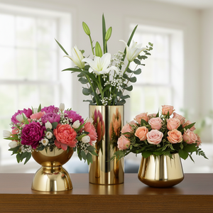 Jarrones de Flores de Lujo Modernos con Acabado de Latón Texturizado, Ecológicos, para Decoración de Mesa de Centro en Bodas, Eventos y Hogar, Regalos Premium - Product Image 5