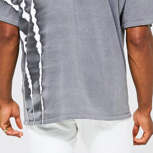 T-shirt personnalisé à col rond, coupe oversize, imprimé graphique, manches courtes, effet délavé, pour homme, idéal pour la gym, les activités de plein air, la plage et l'été - Product Image 3