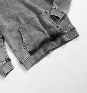 Sudadera con capucha lavada de ácido vintage al por mayor personalizable con logotipo pesado 500 GSM de gran tamaño - Product Image 3