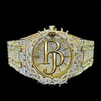 BRIVA JEWELS Luxuriöse Umweltfreundliche Shanghai 44mm Vergoldete Edelstahl Royal Cross Quarz Analog-Digital-Uhr mit Schmetterlingsmotiv