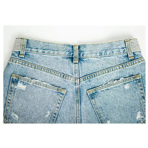 Shorts de Mezclilla Clásicos Vintage de Cintura Alta, Azules, de Pierna Ancha, Casuales de Verano para Mujer - Product Image 6