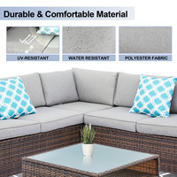 Ensemble de canapé d'extérieur en rotin PE de luxe 4 pièces, résistant aux intempéries, imperméable, résistant aux UV, meubles de jardin, patio, hôtel
