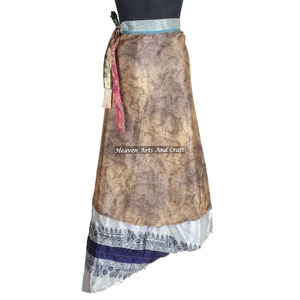 New Silk Sari <b>Magic</b> Long Wrap Skirt Sarong Pareo Reversible Sari Recycle Silk <b>Beach</b> Party Wear Wrap Around Skirt Indian Latest - Product Image 2