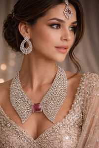 Nouveau Collier Européen Américain à Col Ouvert, Motif Floral, en Cuivre et Zircon, Plaqué Or 18K, pour Robe de Soirée de Luxe - Product Image 2