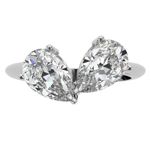 2.5 TCW Pear Cut Toi Et Moi <b>Ring</b> 18K White Gold Engagement <b>Ring</b> Moissanite <b>Two</b> <b>Stone</b> Wedding Statement <b>Ring</b> - Product Image 3