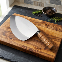Couteau de boucherie pour mouton et bœuf, outil de camping, de chasse et de plein air, lame épaisse en acier inoxydable, manche en bois, étui en cuir et nylon