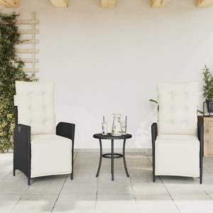 Set da bistrot in Poly Rattan nero 3 pezzi con cuscini Set da giardino - Product Image 3