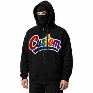 Pull à capuche pour homme en molleton bouclette, coupe oversize, avec poche, style décontracté, effet délavé minéral, avec emplacement pour masque, fabricant OEM - Product Image 5