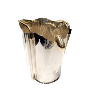Cubo de vino personalizado de plata niquelada redondo con asa Cubo de champán martillado Cubo de vino Bañera de champán de lujo Bañera moderna - Product Image 1