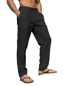 Pantalones Casuales de Lino para Hombre, Corte Holgado, Aptos para Todas las Temporadas, Modernos, Ideales para Vacaciones y Actividades al Aire Libre - Product Image 1