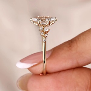 IGI Certified Marquise Cut Lab Grown Diamond Ring, Vintage Engagement Ring Gold, Side Round Diamonds, <b>Personalized</b> Gift - Product Image 3