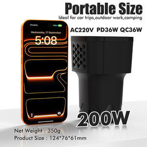 Convertisseur <span class=keywords><strong>d</strong></span>'alimentation de voiture à onde sinusoïdale modifiée 200 watts DC 12V vers AC 220V avec câble enroulable intégré de type C PD et QC 3.0 36W - Product Image 5