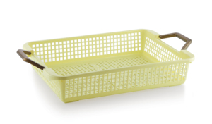 Cesta de Almacenamiento Rectangular de Plástico con Asas, Rosa, Ligera, Organizador de Cocina de un Solo Nivel, Tipo Vertical - Product Image 2