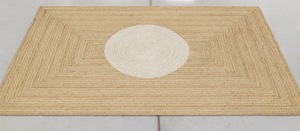 Handwoven Natural Jute & Cotton Center Eco-Friendly <b>Boho</b> Square Braided Area <b>Rug</b> for Living Room Home Decor - Product Image 3