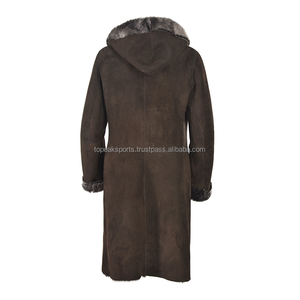 Manteau en cuir de mouton brun foncé de qualité supérieure OEM 2026 avec capuche en fourrure pour femmes, manteaux d'hiver 100% haute qualité, grandes tailles - Product Image 2