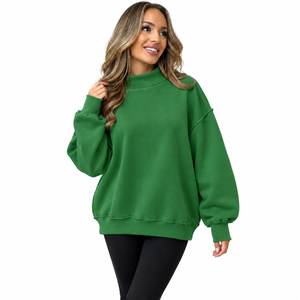 BuyPremium Oversized Sweatshirt Women <b>Mock</b> Neck Style Custom Collection Wholesale Clothing Long Sleeve Knitted Cotton Autumn - Product Image 6