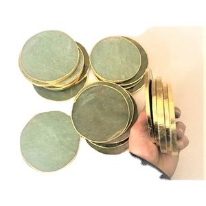 Posavasos Clásicos de Piedra de Ágata Verde Aventurina de 5 mm con Borde Dorado para Tazas de Té y Café - Venta al por Mayor - Product Image 3