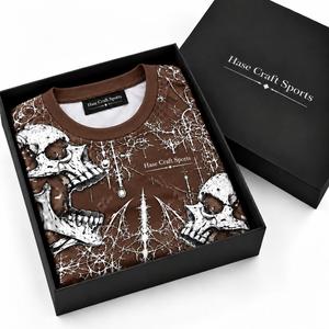 <b>Men's</b> Brown <b>Skull</b> Pattern T <b>Shirt</b> Short Sleeve O-Neck Streetwear Tee Breathable Polyester Top - Product Image 6