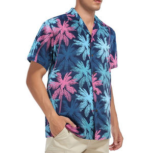 T-shirt décontracté pour homme en flanelle hawaïenne, anti-plis, écologique, respirant, haute qualité, logo/couleurs personnalisables - Product Image 3