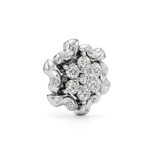 Classic Flower <b>Stud</b> <b>Earrings</b> Women's 925 <b>Silver</b> Diamond Round Brilliant Cut Everyday Wear Jewelry - Product Image 3