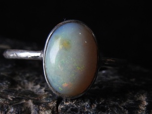 Australian Multi <b>Fire</b> Opal Wedding Ring-Silver-October Birthstone-11x8mm-<b>7</b> US Size-Handmade Classic Prong Setting-Third Party - Product Image 2