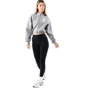 Veste courte zippée pour femme Heather Cloud à manches longues, coupe structurée, style athleisure minimaliste - Product Image 3