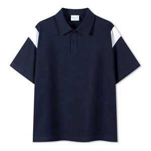 Polo de bloque de color de dos tonos de manga corta en blanco de algodón 100% de 240gsm de alta calidad para hombres y mujeres, venta al por mayor, Impresión de logotipo personalizado - Product Image 6