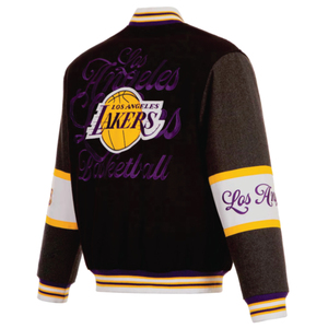 Custom Lakers Men Varsity <b>Jacket</b> Eco-Friendly Reversible Winter Autumn Front Logo Embroidery <b>Patch</b> Ready OEM/ODM - Product Image 6