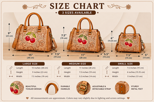 Bolso de Viaje de Cuero Genuino con Diseño de Cerezas Grabado a Mano para Mujer, Bolso Cruzado de Alta Calidad Estilo Western - Product Image 2