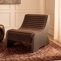 Fauteuil de salon moderne Sageliving, confortable, rembourré en tissu marron avec structure en bois pour le salon