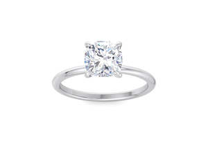 Bague de fiançailles solitaire en diamant de laboratoire taille coussin, classique en or, bague de mariée minimaliste - Product Image 2