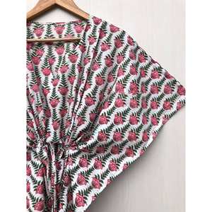 Kaftan floral violet pour femme, robe longue décontractée à manches courtes, style indien, paréo de plage naturel, tenue de nuit, cache-maillot de bain - Product Image 2