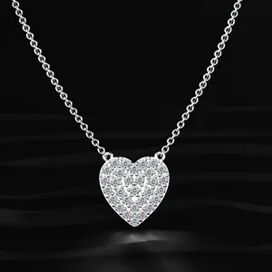 Collar de Diamantes con Corte Corazón, Collar de Diamantes Solitario en Oro Blanco de 14k con Certificado IGI de Proveedor Indio - Product Image 1