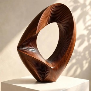Nouvelle arrivée, sculpture de tête de cheval en bois faite à la main, décoration de table géométrique moderne, ornement de salon - Product Image 2