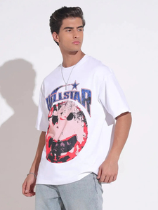 เสื้อยืดโอเวอร์ไซส์ลายกราฟิกสไตล์วินเทจ เสื้อยืดฮิปฮอปสตรีทแวร์ทรงหลวมแบบเรโทร พร้อมลายพิมพ์ตัวหนา เสื้อยืดผ้าฝ้ายเนื้อนุ่ม - Product Image 4