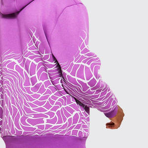Sweat-shirt à capuche pour homme, imprimé géométrique violet, streetwear, manches longues, avec poches cargo, vêtements décontractés d'automne - Product Image 5