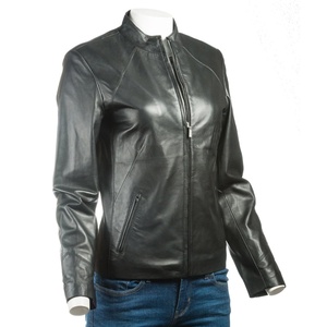 Women Premium Leather <b>Zipper</b> Jacket Stylish Short Slim Fit Biker Coat Trendy Winter Outerwear for Ladies Fashion - Product Image 1