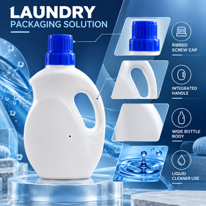 Bouteille de lessive avec poignée | Conteneur de nettoyant liquide en PEHD, rechargeable, avec bouchon à vis, corps large, 1000 ml, pour stockage - Product Image 5