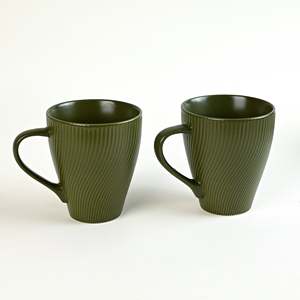 ชุดแก้วเซรามิก Bone China สีเขียวเฟิร์น ขนาด 200 มล. จำนวน 2 ใบ พร้อมถาดลายดอกไม้ ใช้กับไมโครเวฟได้ แก้วกาแฟ ดีไซน์ใหม่ ผลิตภัณฑ์พิเศษจาก PC - Product Image 3
