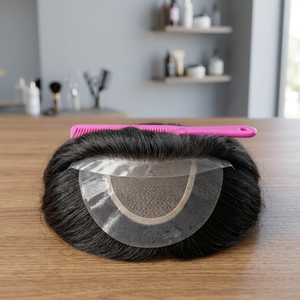 Perruques courtes ondulées en cheveux humains avec base toupet de taille 8x6, 9x6, 9x7, 10x7, 8x10, en cheveux indiens Remy pour hommes - Product Image 1